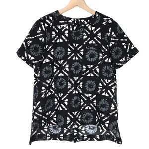 MADEWELL Industry Top Button Back Batik Tie Dye Grid Short Sleeve Retro Size XS